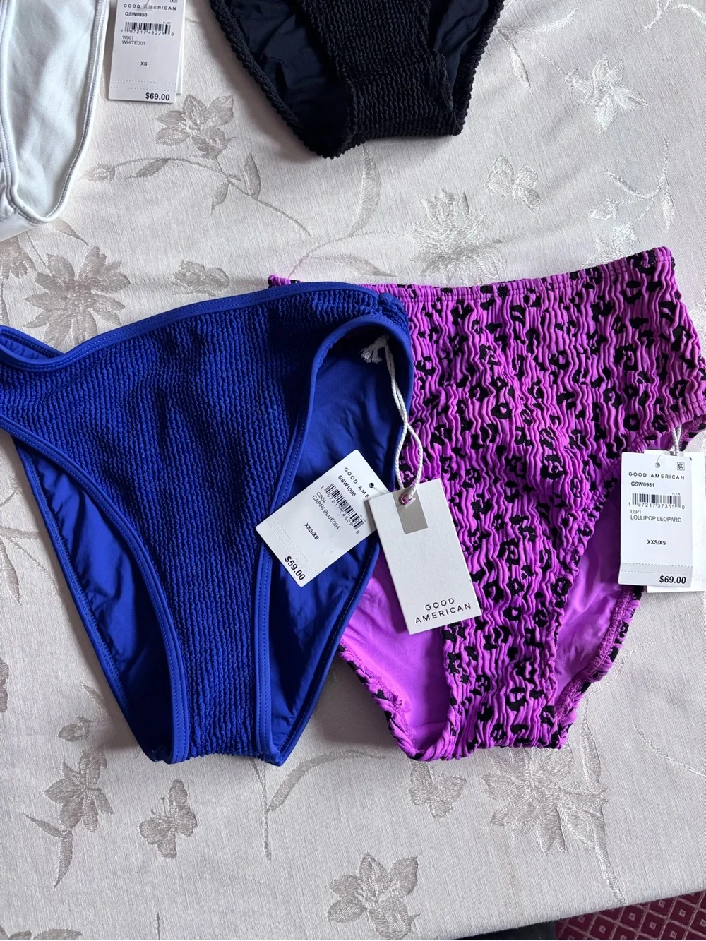 $482 Bundle 8 Pieces NWT Good American Bathing Suit XXS/XS Bikini Bottoms & Tops